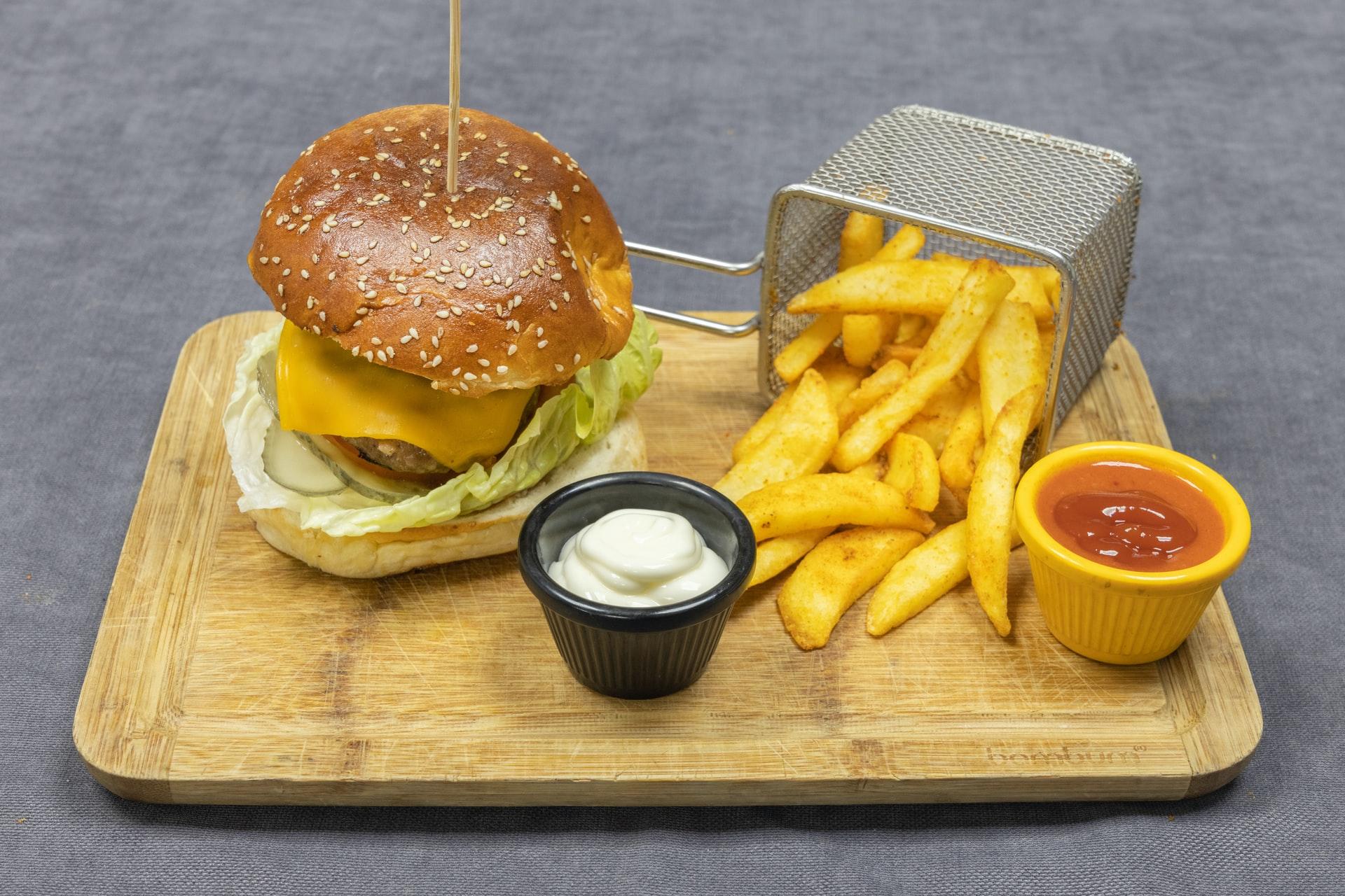 a burger and fries