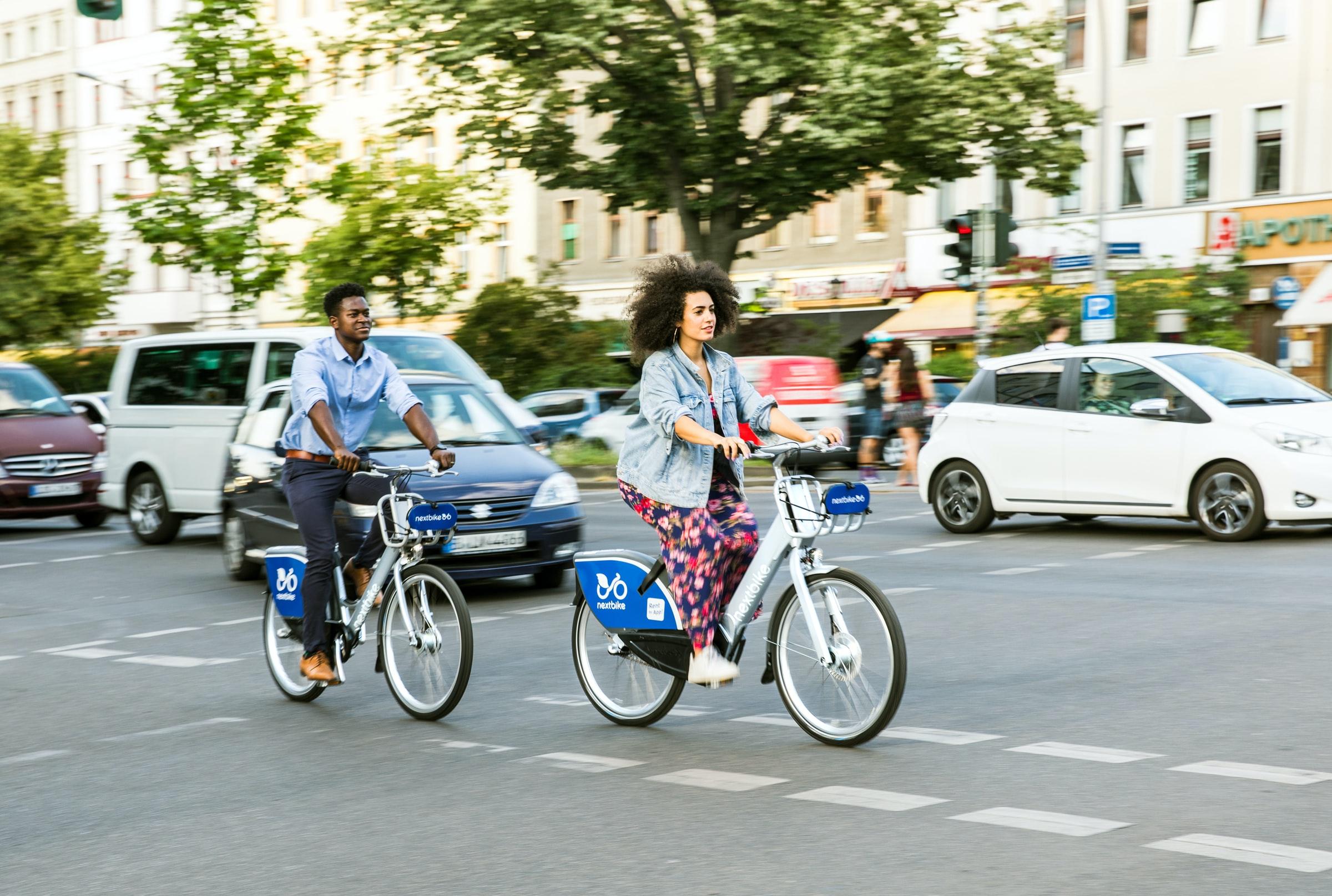 people biking